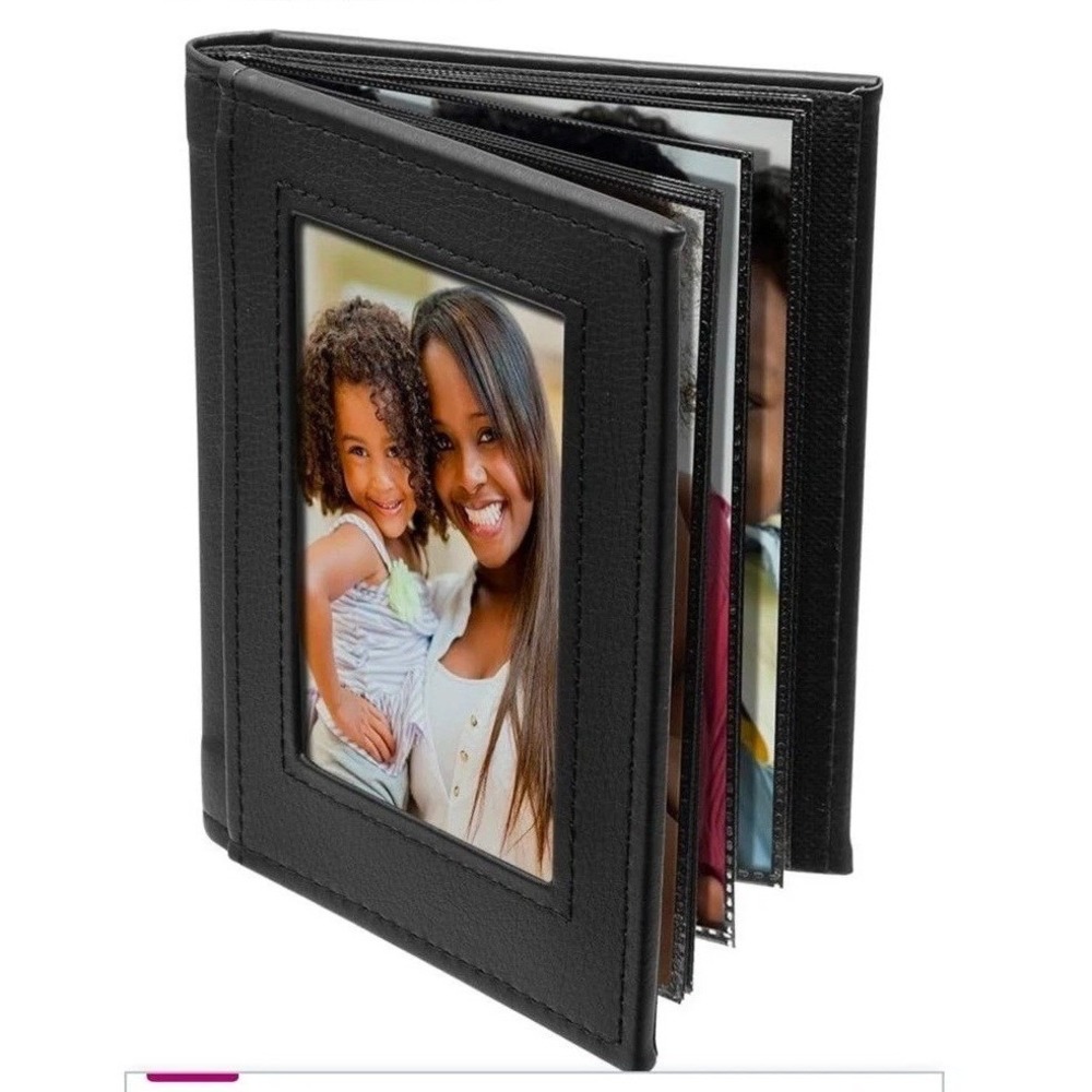Black Faux Leather 4x6 Photo Album 24 Capacity Slip-in‎ Brag Book